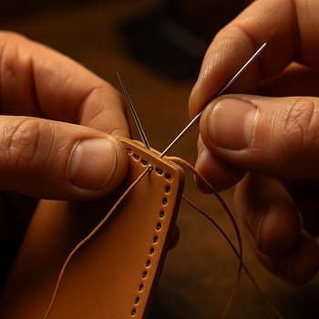 Elde dikiş — iğne geçişi