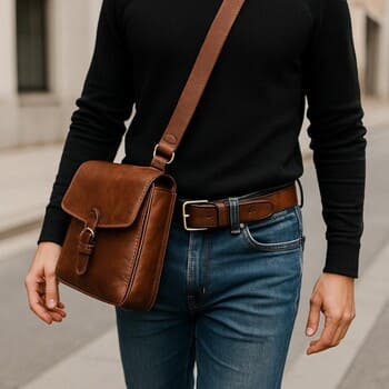 Sokak ışığında omuzda taşınan çanta