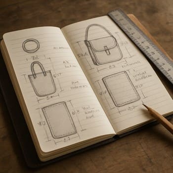 Atölye not defteri — eskiz ve ölçüler