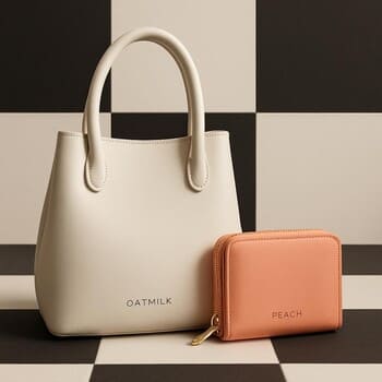 Oatmilk–Peach eşleşmesi — çanta ve cüzdan