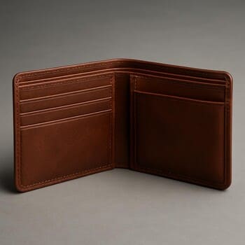 Düz serimde cüzdan — açık kapak